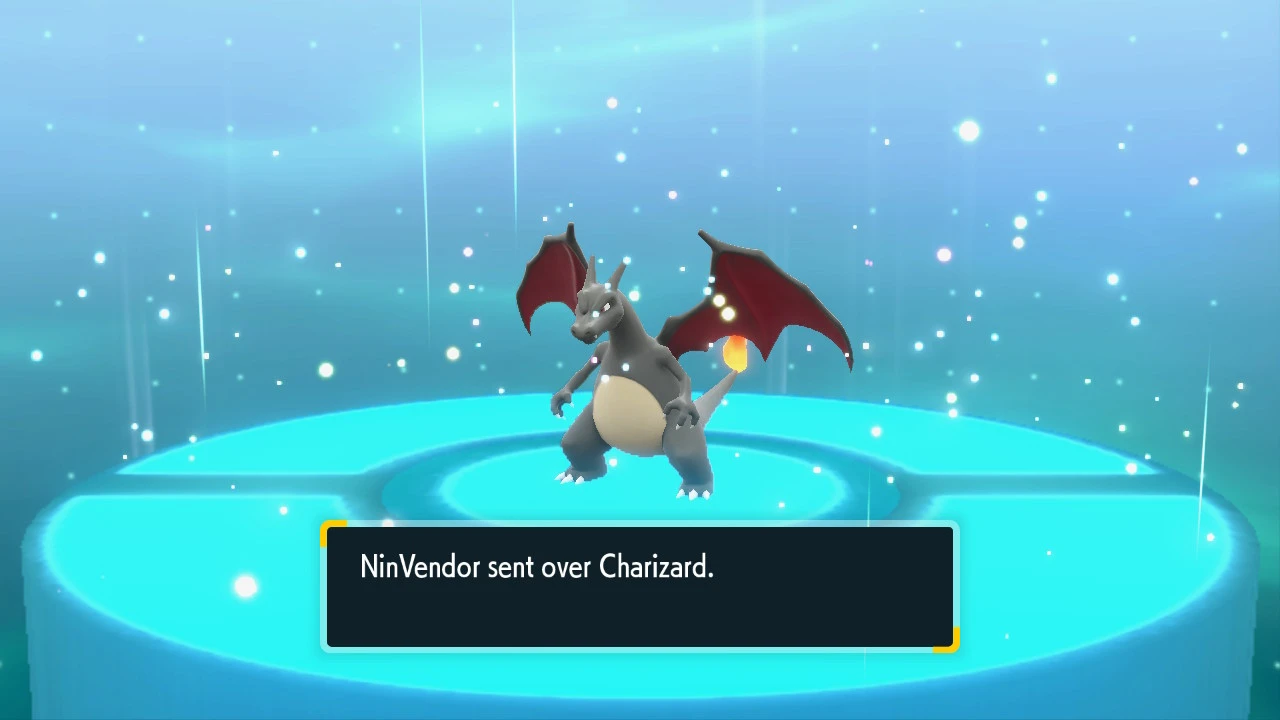 The in-game message: NinVendor sent over Charizard