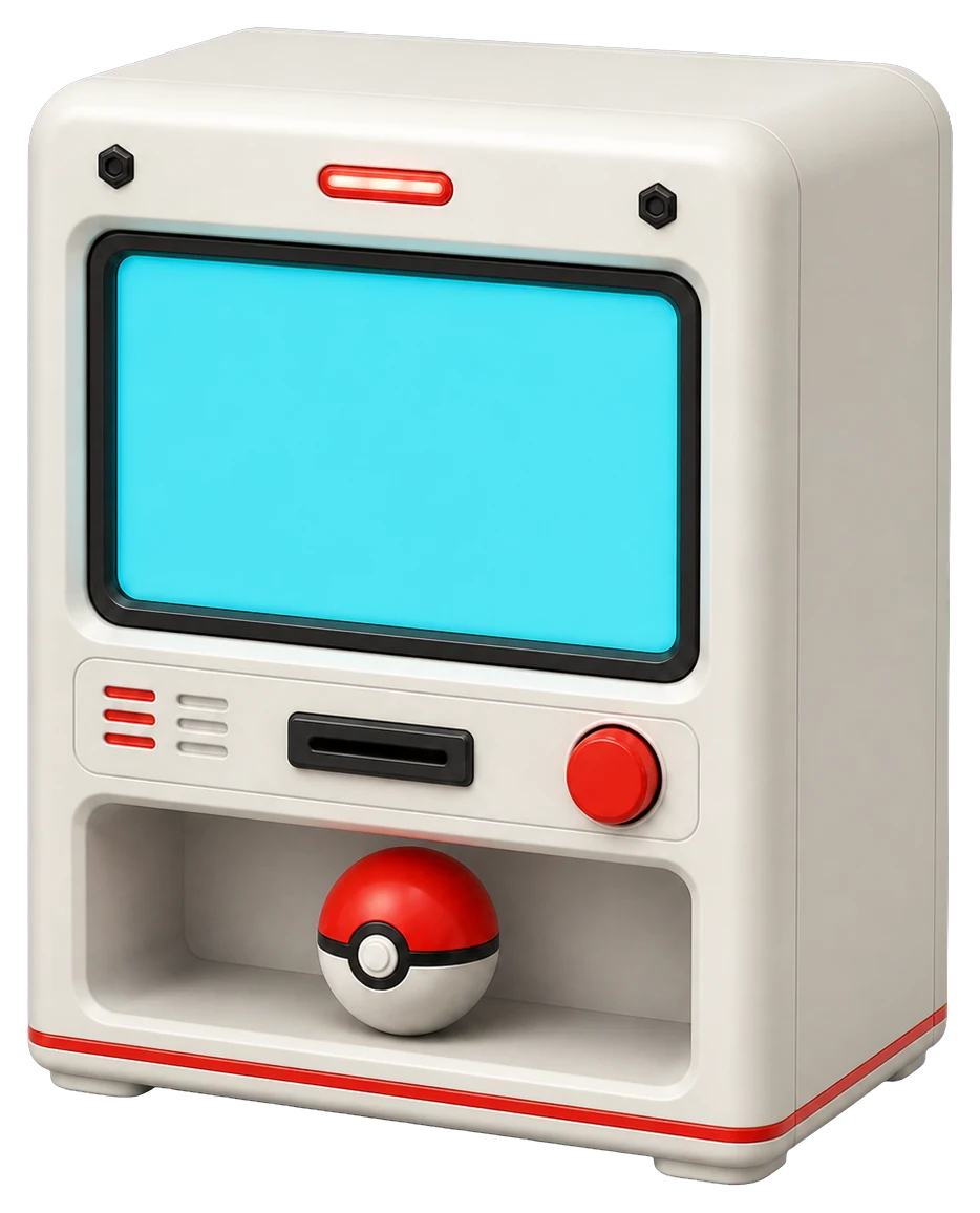 The NinVendor vending machine, a Poke Ball just dropped into its tray